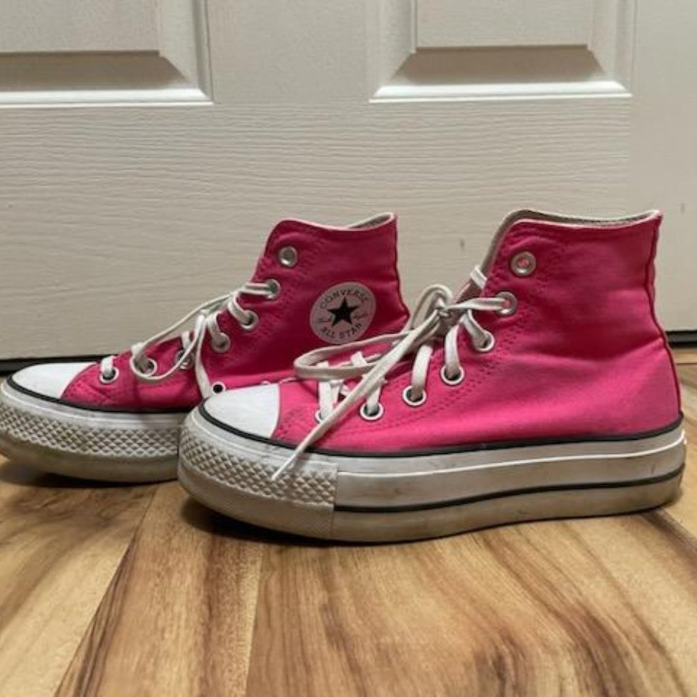 Hot pink high top converse
